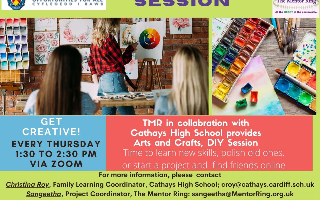 Creative sessions in Collaboration with Cathays High School – Every Thursday 1:30 to 2:30 via Zoom