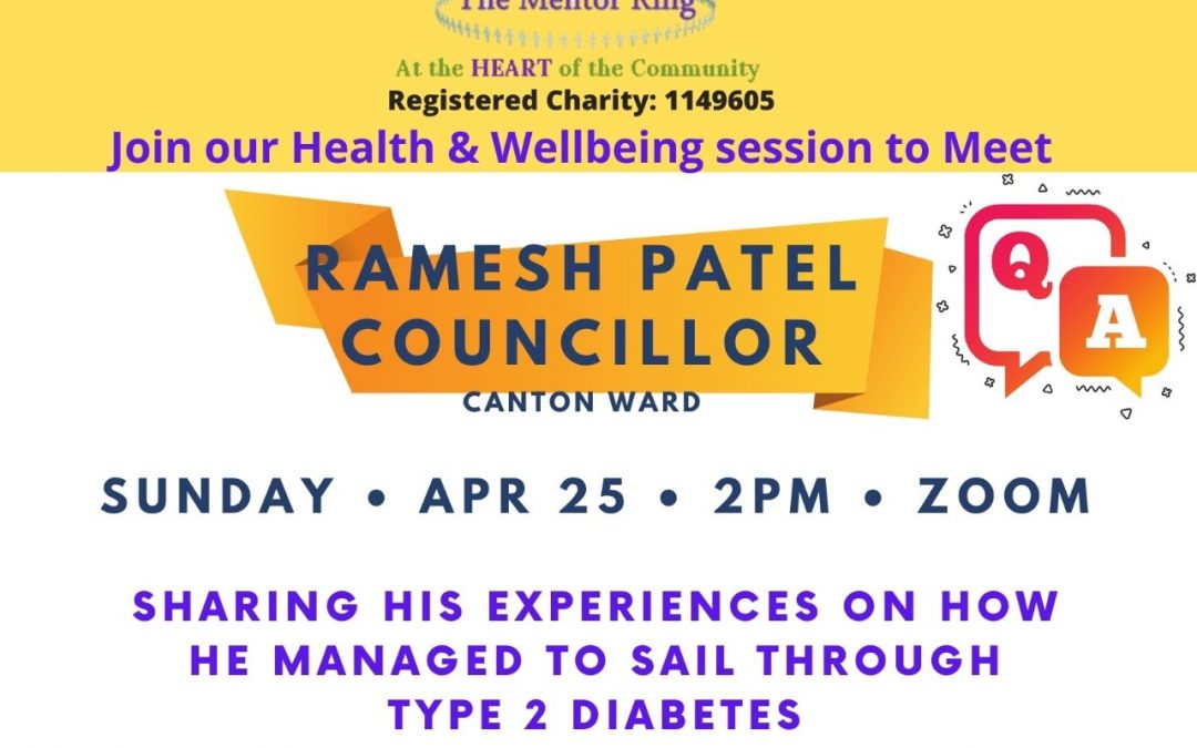 Health & Wellbeing session to Meet Ramesh Patel, Sunday 25th April, 2pm