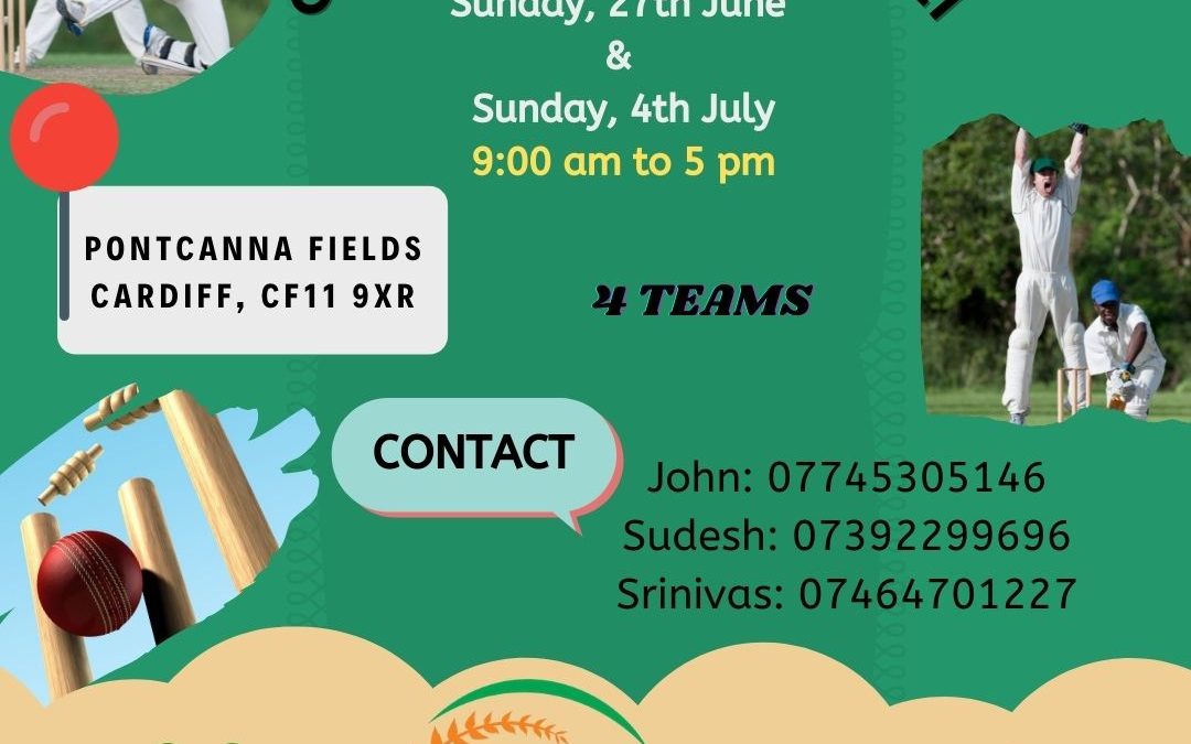 Cricket tournament in Pontcanna Fields Sunday 11th July