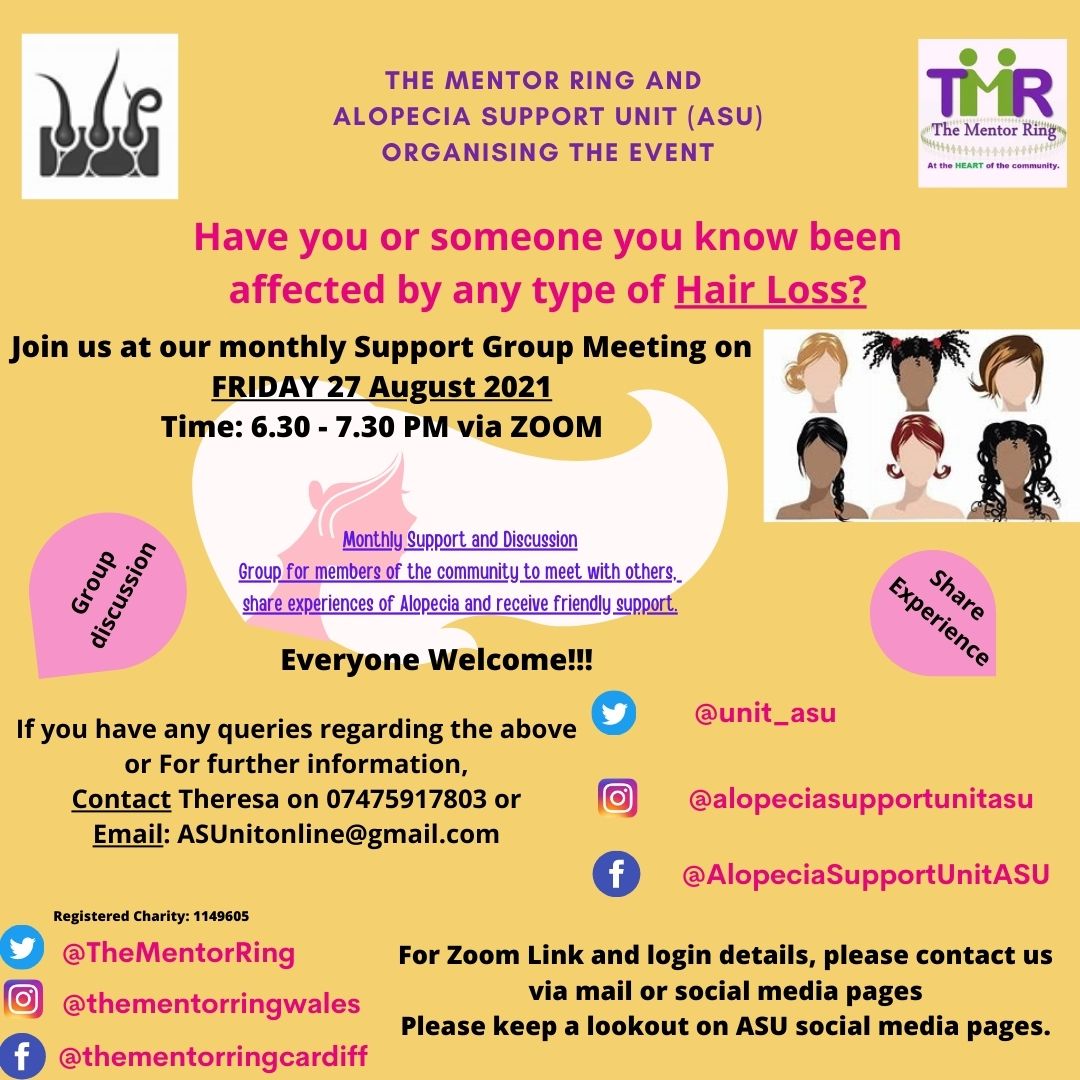 TMR and the Alopecia Support Unit holding support meeting via Zoom