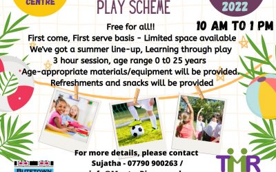 Children’s Summer Play Scheme, Weekdays, August the 8th to 19th, 10am to 2pm
