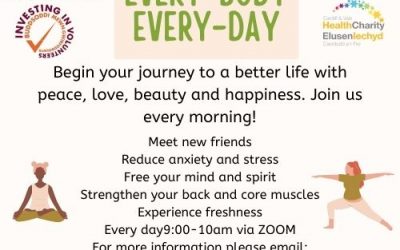 Daily Yoga starting back September 5th, 9 – 10am, via Zoom