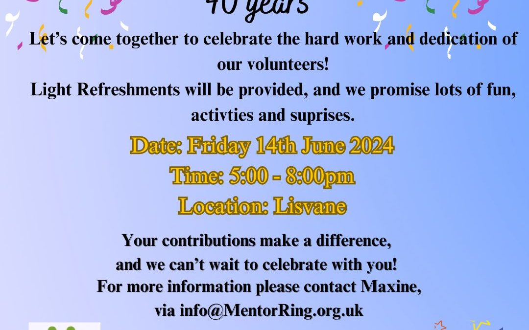Volunteer Week Celebrations 40 years,  Friday 14th.